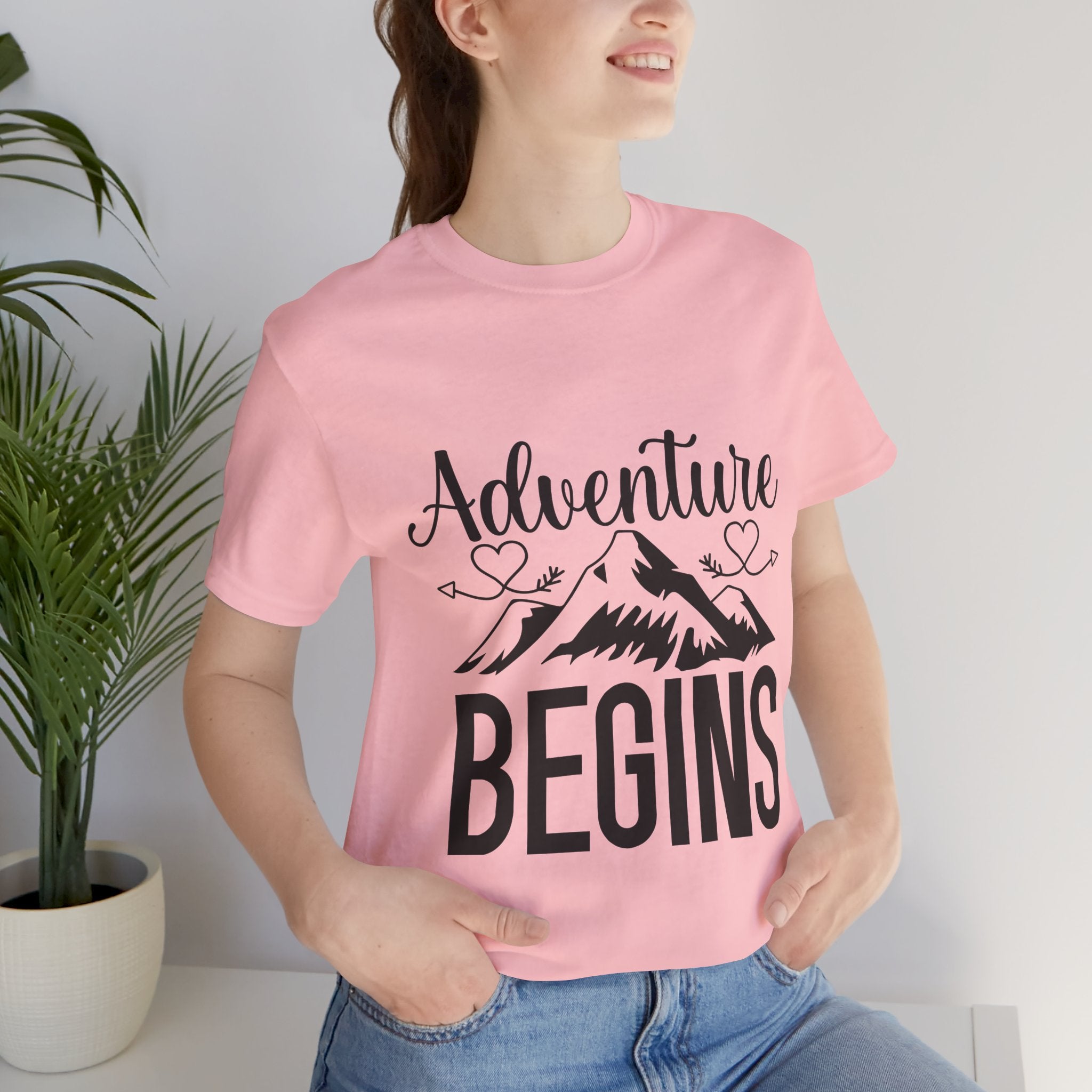Adventure Begins Tee — Mountain Travel Graphic T-Shirt