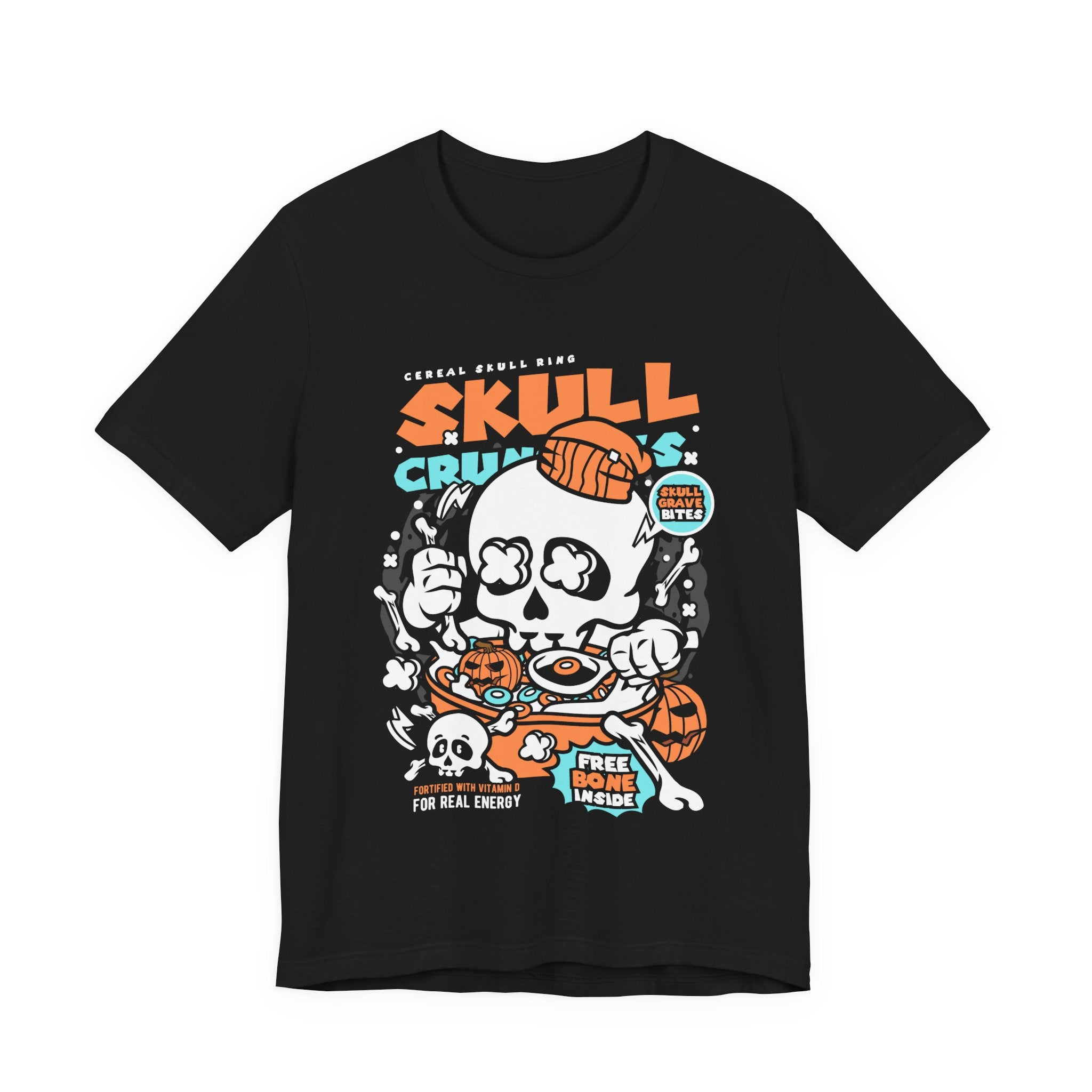 Skull Crunch Cereal Graphic Tee — Halloween Skull Breakfast T-Shirt