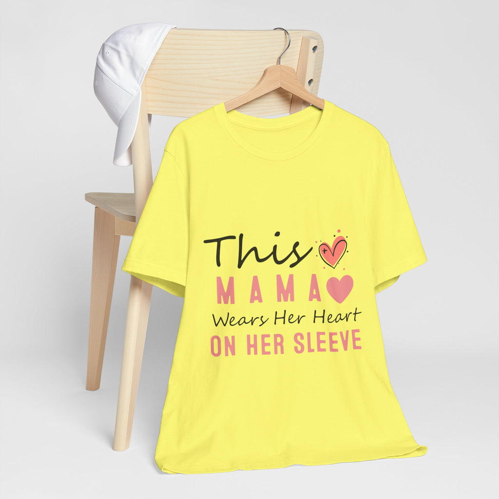 This Mama Wears Her Heart On Her Sleeve T-Shirt – Mother's Day Heart Tee
