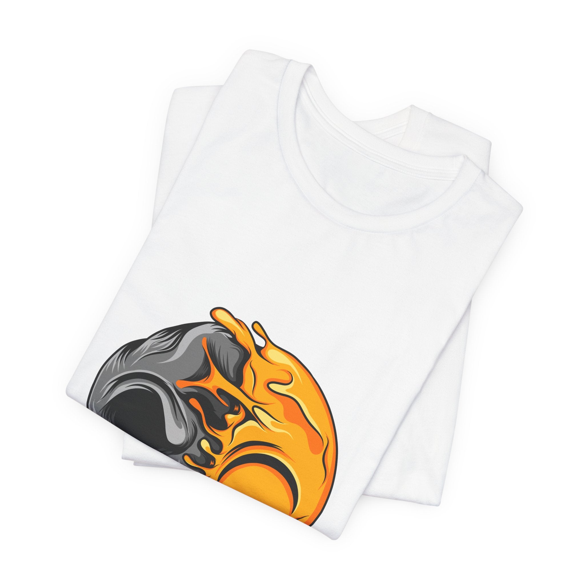 Melting Skull Sun T-Shirt – Half Black Skull, Half Dripping Yellow Sun Graphic Tee