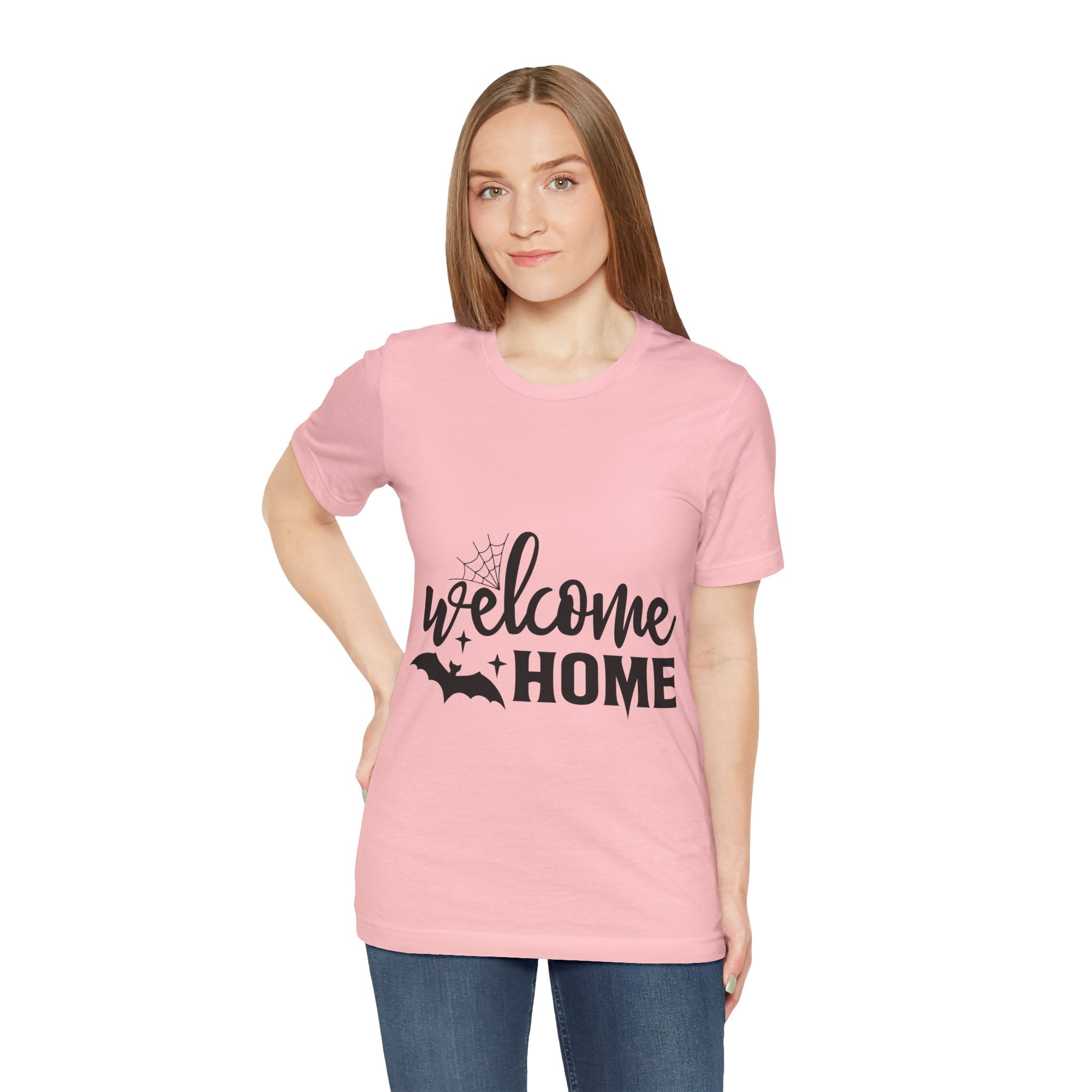 Welcome Home Halloween T-Shirt — Bat & Spiderweb Spooky Tee