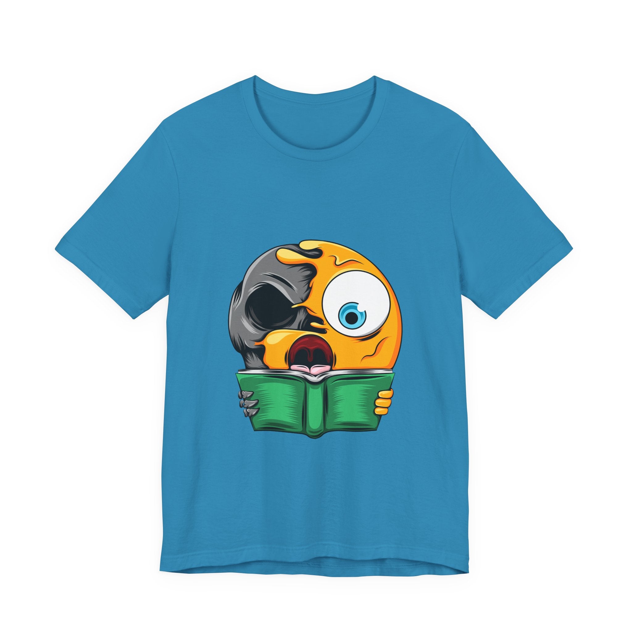 Zombie Reader Emoji T‑Shirt — Funny Halloween Book Lover Tee