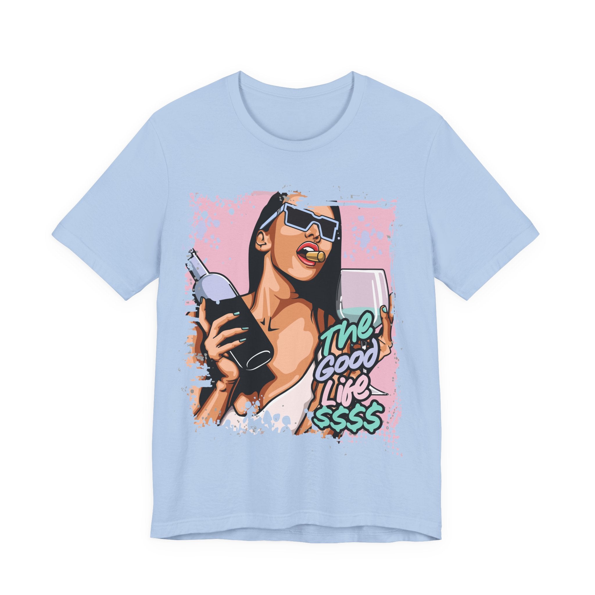 The Good Life Tee — Retro Pop Art Champagne Graphic T-Shirt