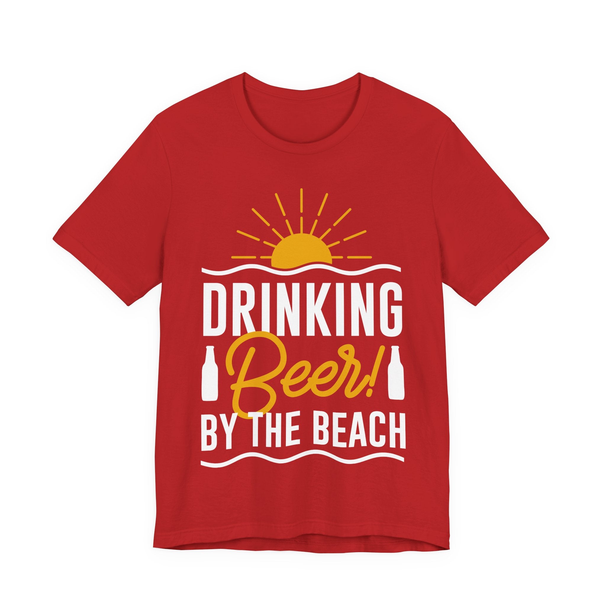 Drinking Beer By The Beach T-Shirt — Beach Sunset Summer Beer Tee