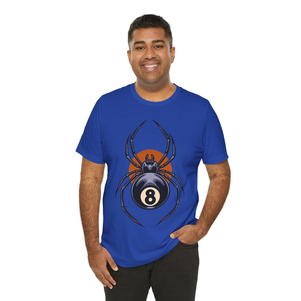 8-Ball Spider Graphic Tee — Pool Player & Halloween Spider T-Shirt