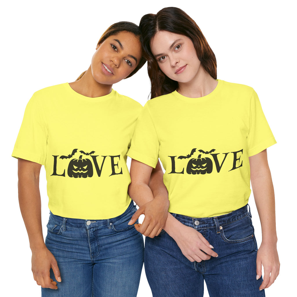 Halloween Love T-Shirt - Jack-o'-Lantern & Bats Graphic Tee
