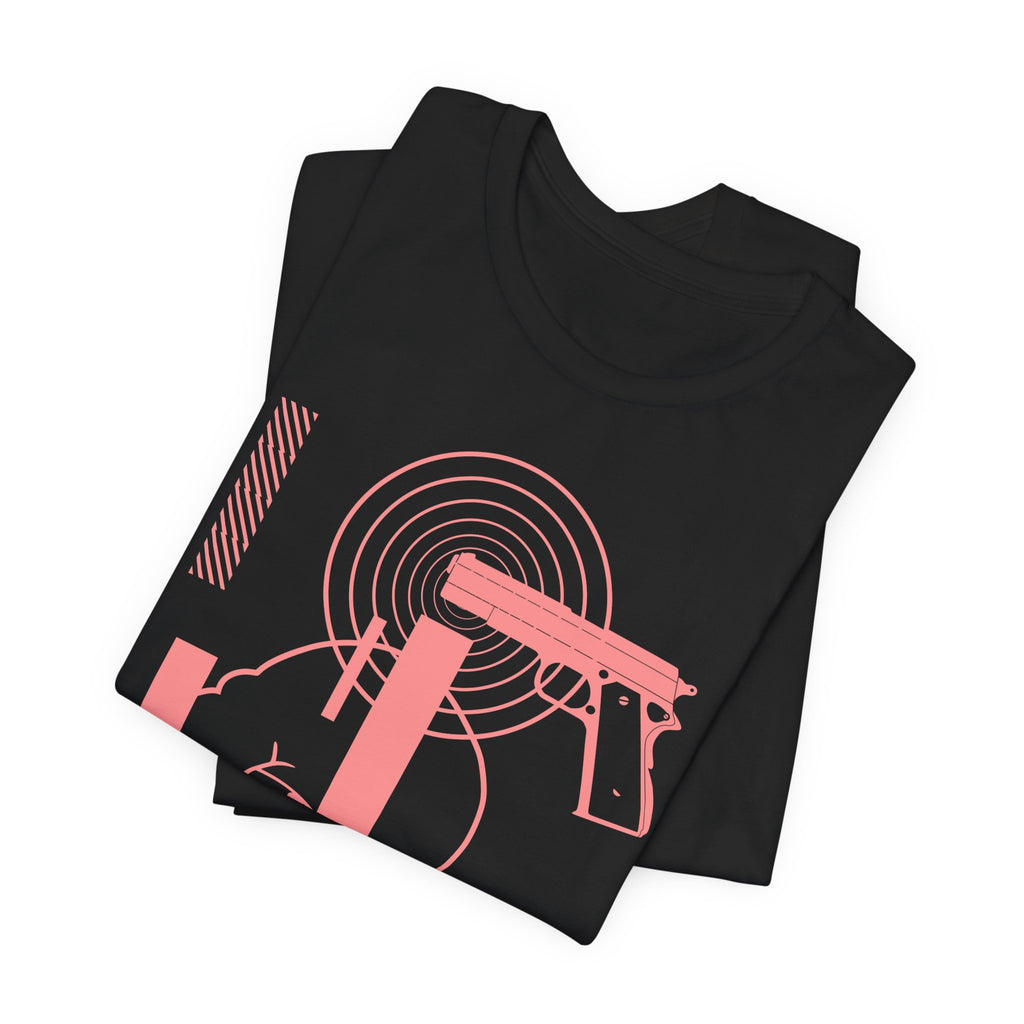 Bad Vibes Graphic Tee — Retro Pink Gun & Skull Streetwear T-Shirt