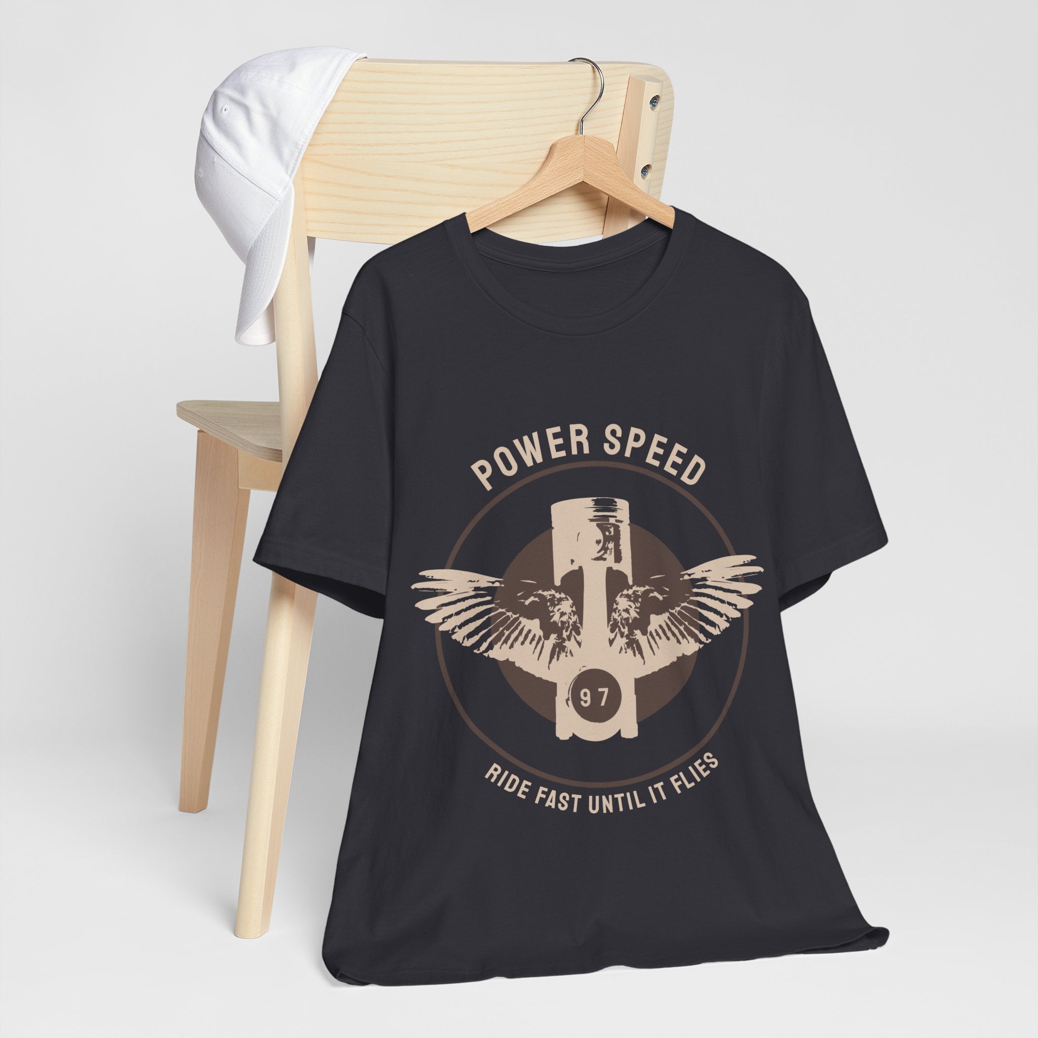 Vintage Motorcycle T‑Shirt — "Power Speed" Ride Fast Until It Flies