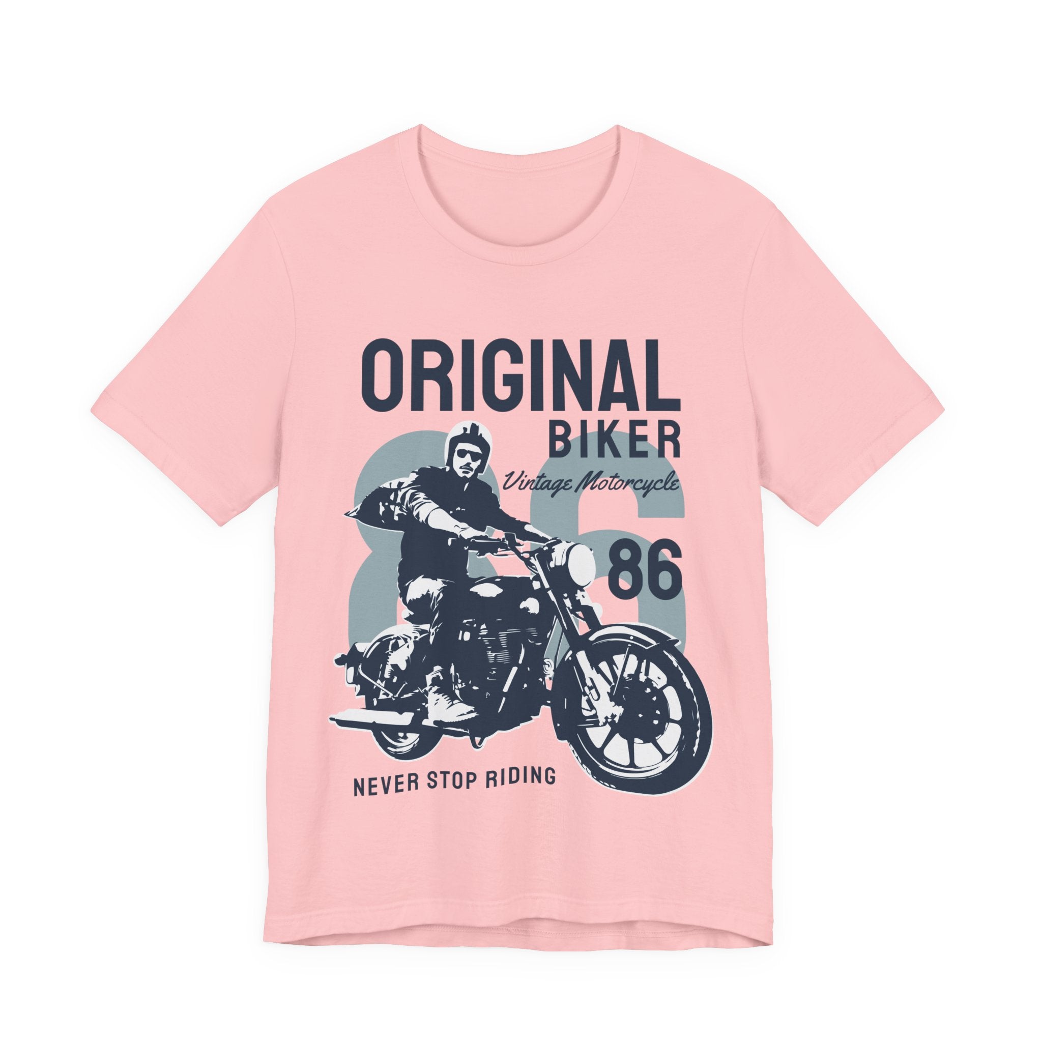 Original Biker 86 Motorcycle T-Shirt — Vintage "Never Stop Riding" Tee