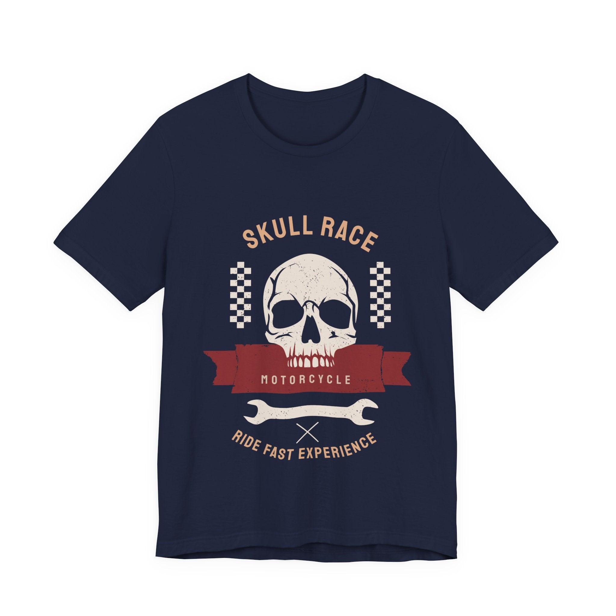 Skull Race Motorcycle Tee — Ride Fast Experience Graphic Shirt