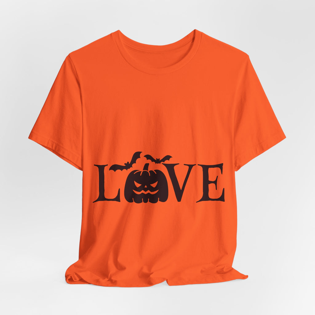 Halloween Love T-Shirt - Jack-o'-Lantern & Bats Graphic Tee