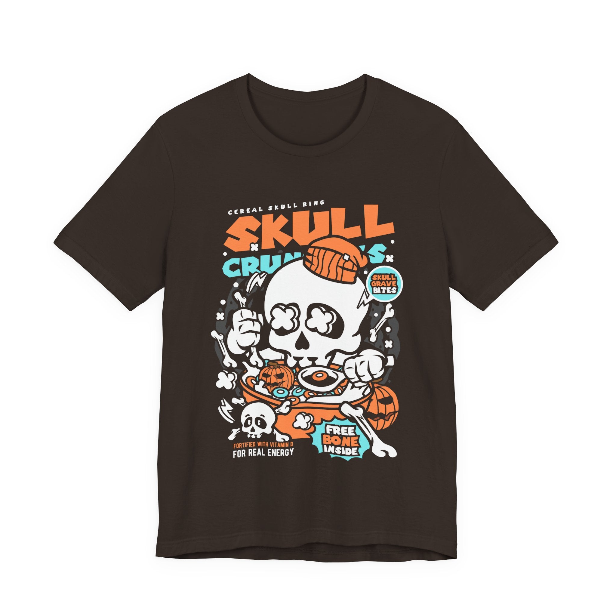 Skull Crunch Cereal Graphic Tee — Halloween Skull Breakfast T-Shirt