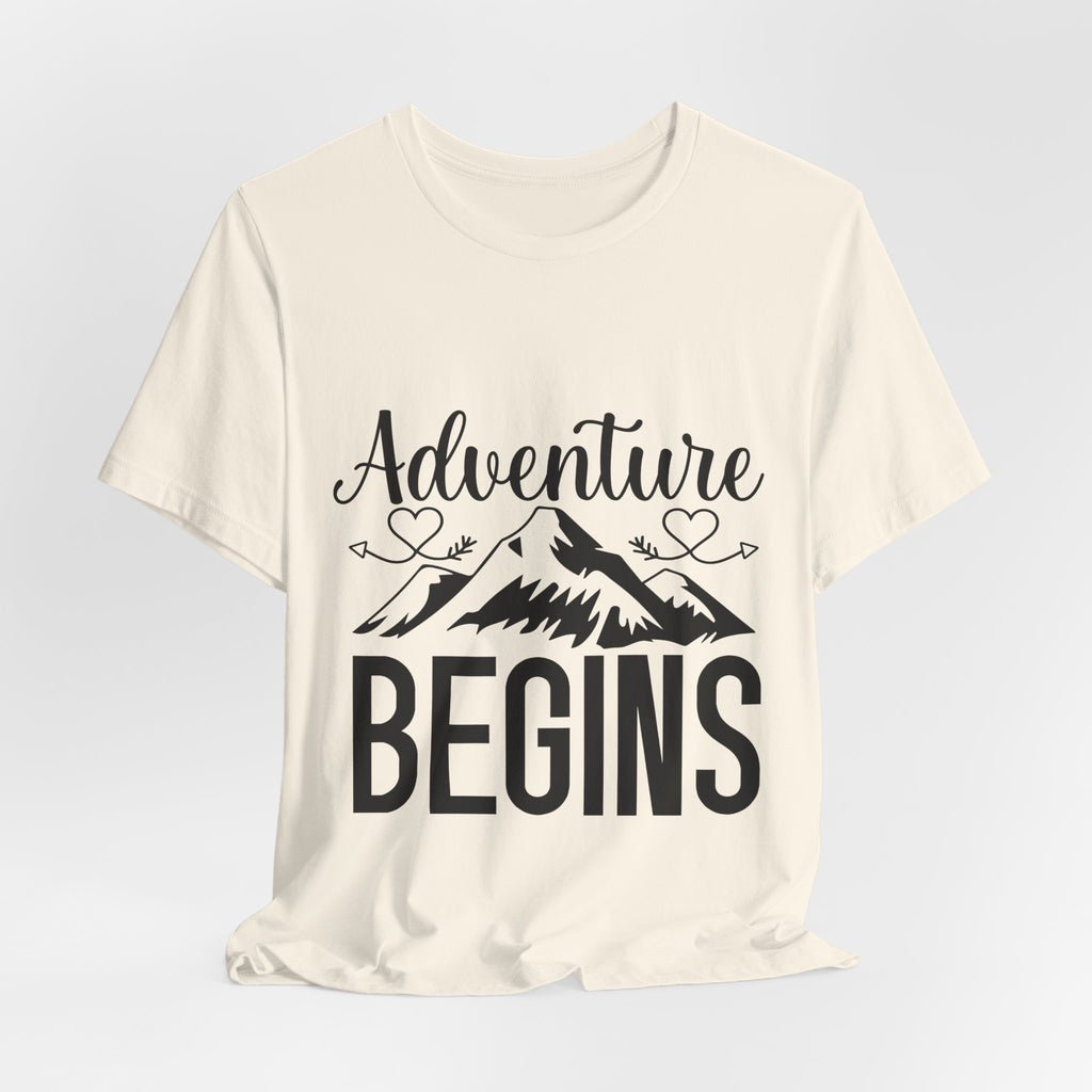 Adventure Begins Tee — Mountain Travel Graphic T-Shirt