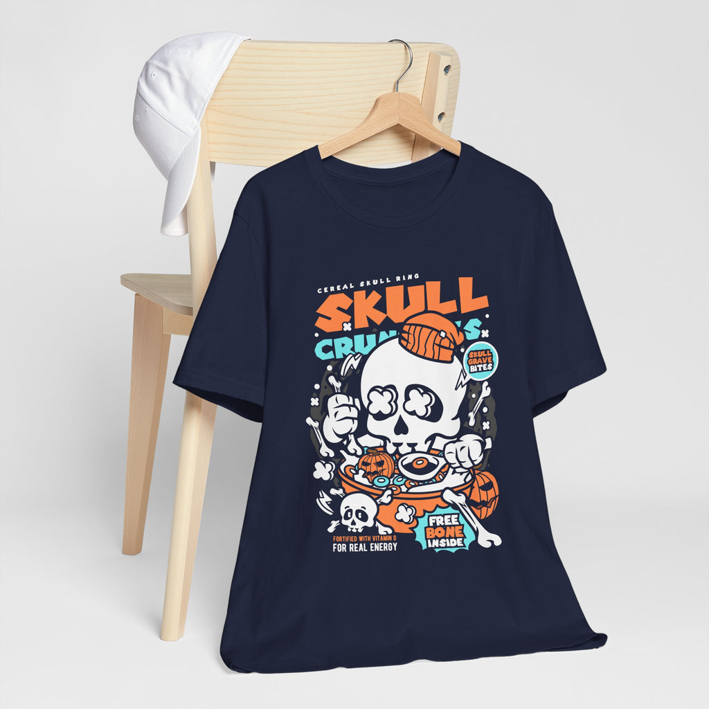 Skull Crunch Cereal Graphic Tee — Halloween Skull Breakfast T-Shirt