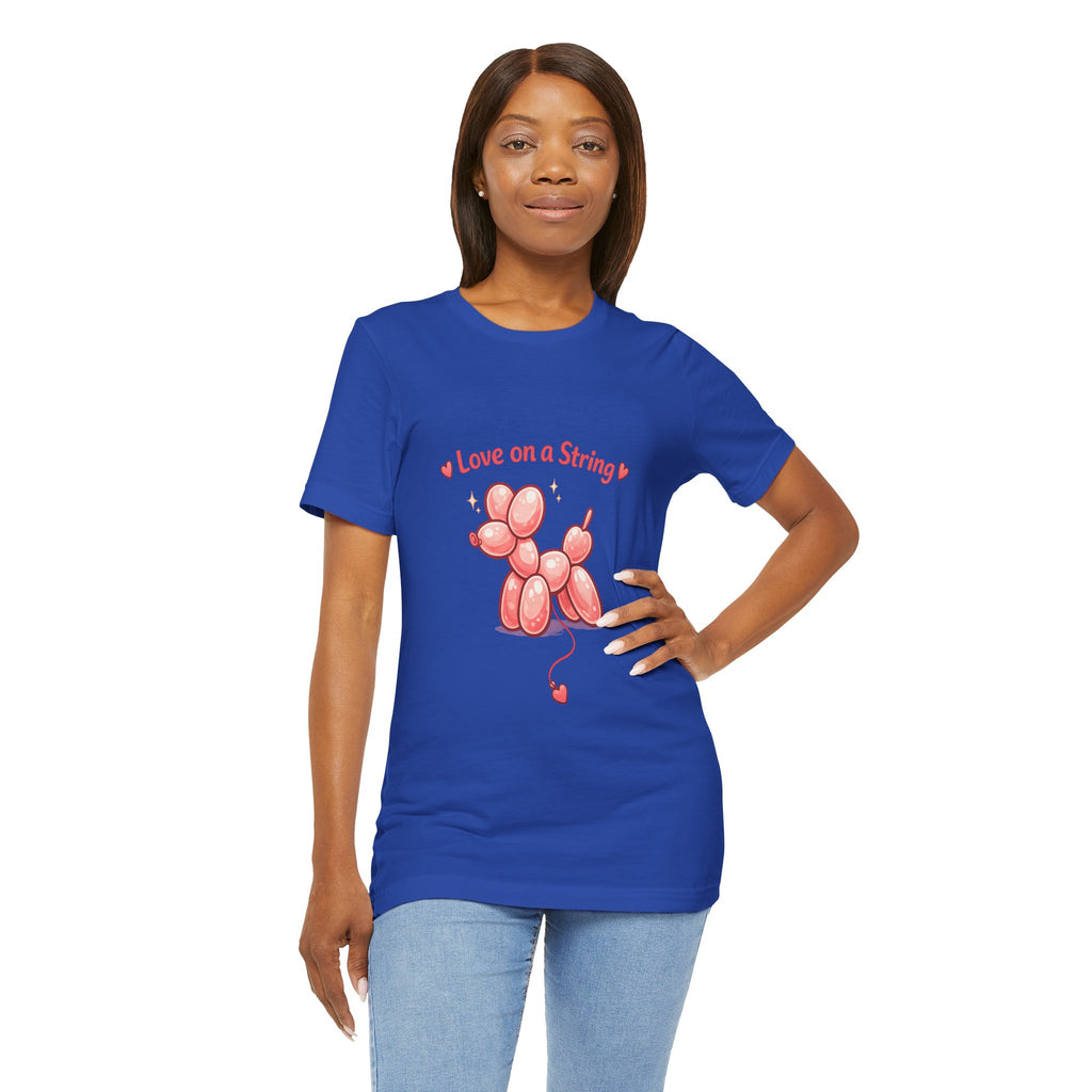 T-Shirt — "Love on a String" Pink Balloon Dog Valentine Tee