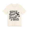 Born to Read Forced to Work Graphic Tee – Cat & Books Reader Shirt