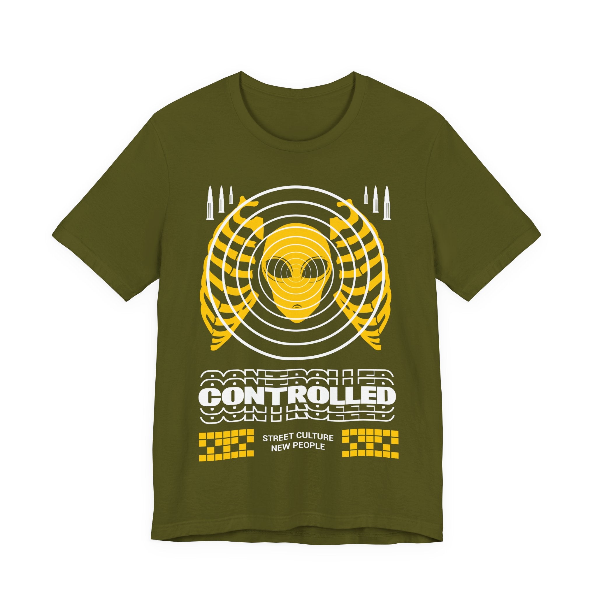 Controlled Alien Graphic Tee — Urban Street-Style Concentric Rings