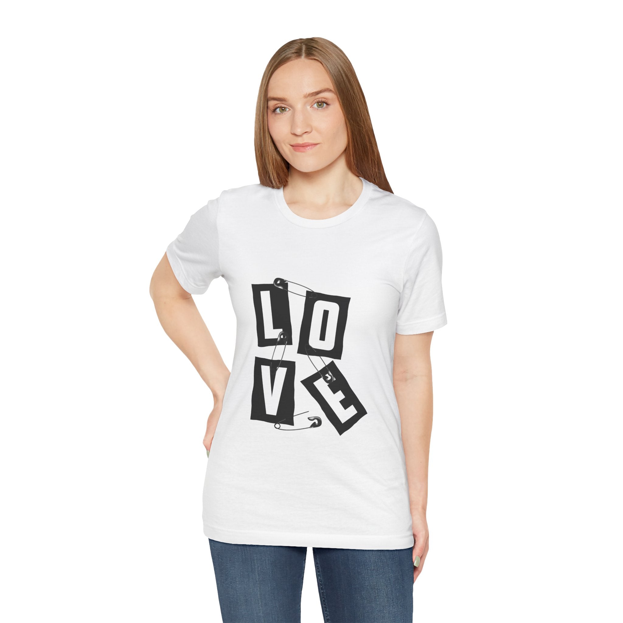 LOVE Safety Pin Graphic Tee — Punk Rock Vintage Valentine T‑Shirt