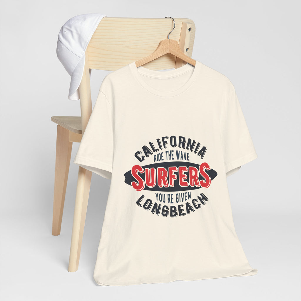 California Surfers Long Beach Tee — "Ride the Wave" Short Sleeve Shirt