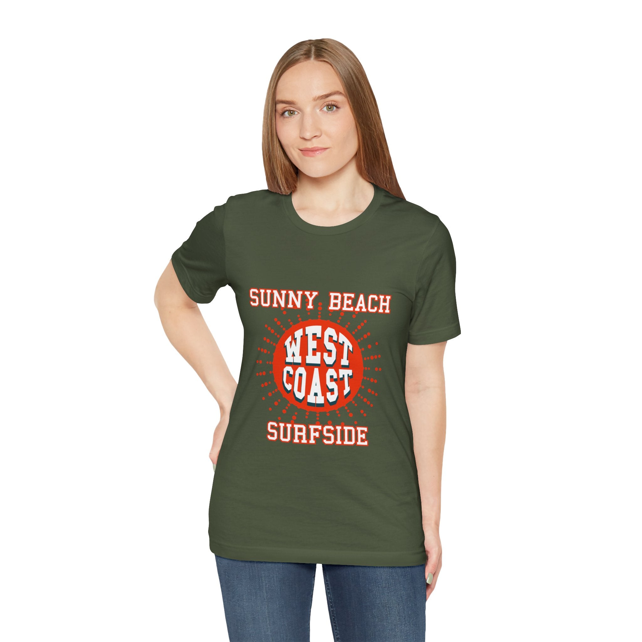 West Coast Sunny Beach Tee — "Sunny Beach West Coast Surfside" Retro Surf T-Shirt
