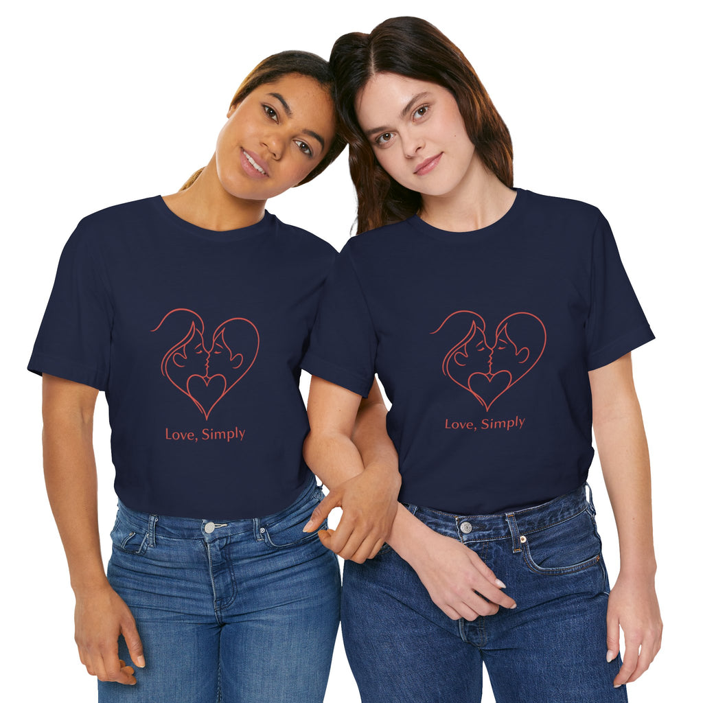 Love, Simply Tee — Minimal Couple Heart Line Art Valentine’s T-Shirt