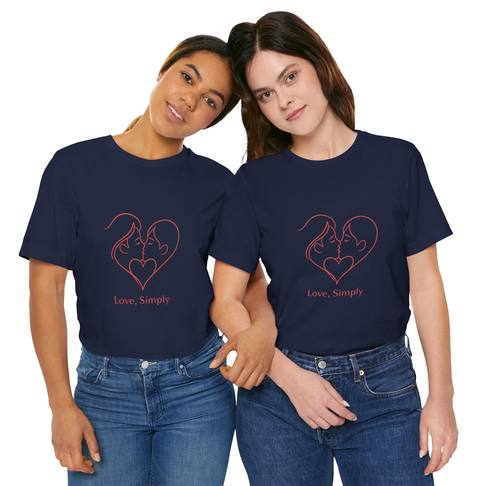 Love, Simply Tee — Minimal Couple Heart Line Art Valentine’s T-Shirt