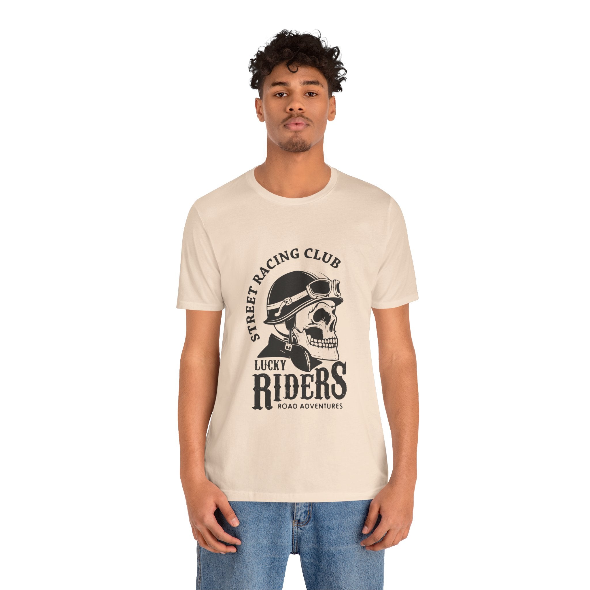 Riders Skull Tee — "Lucky Riders" Street Racing Club Motorcycle T‑Shirt