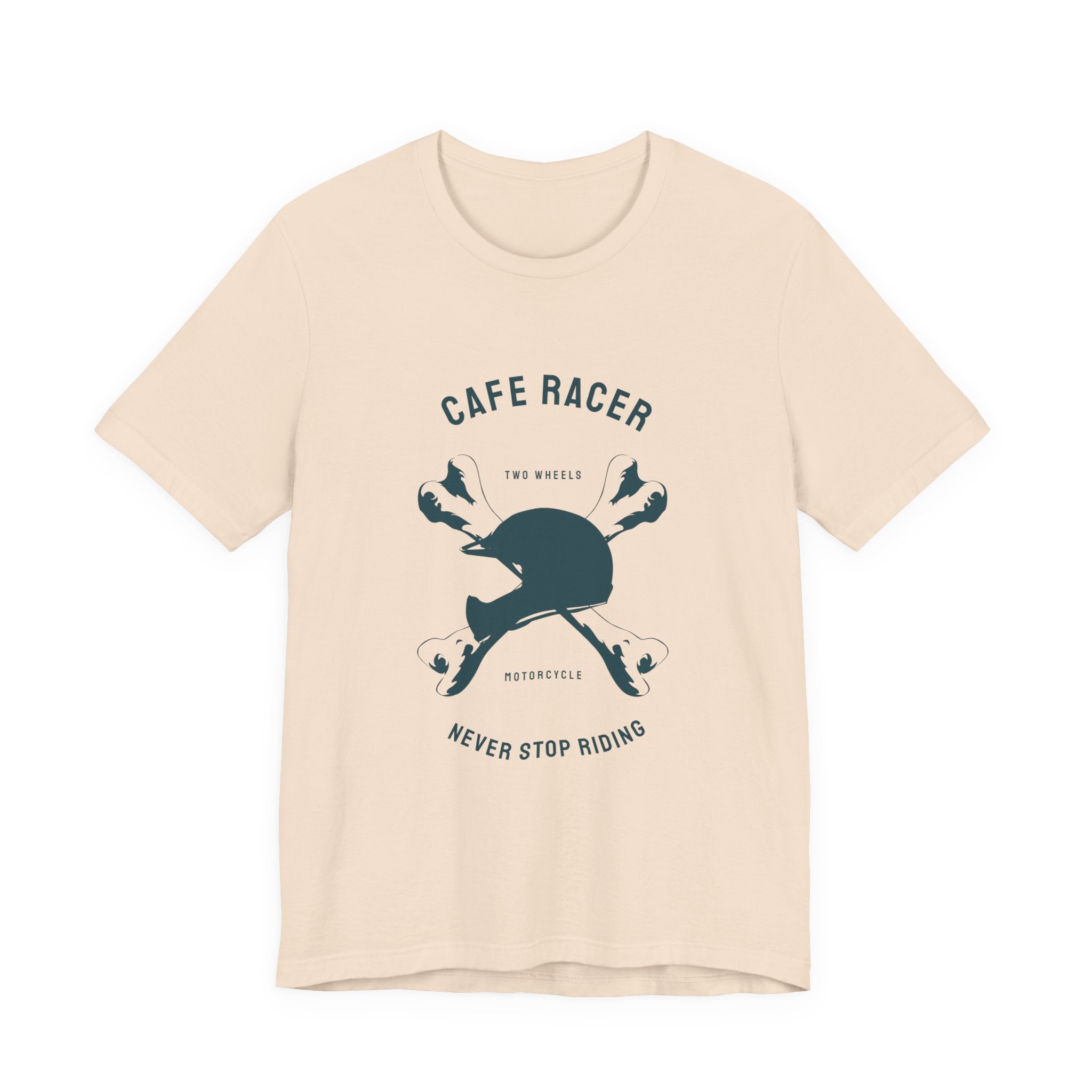 Cafe Racer Helmet Tee — "Never Stop Riding" Motorcycle T‑Shirt