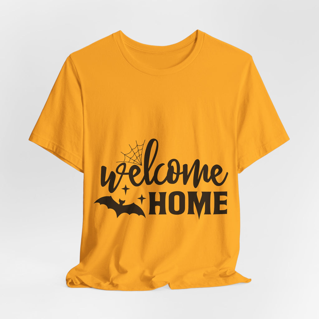 Welcome Home Halloween T-Shirt — Bat & Spiderweb Spooky Tee