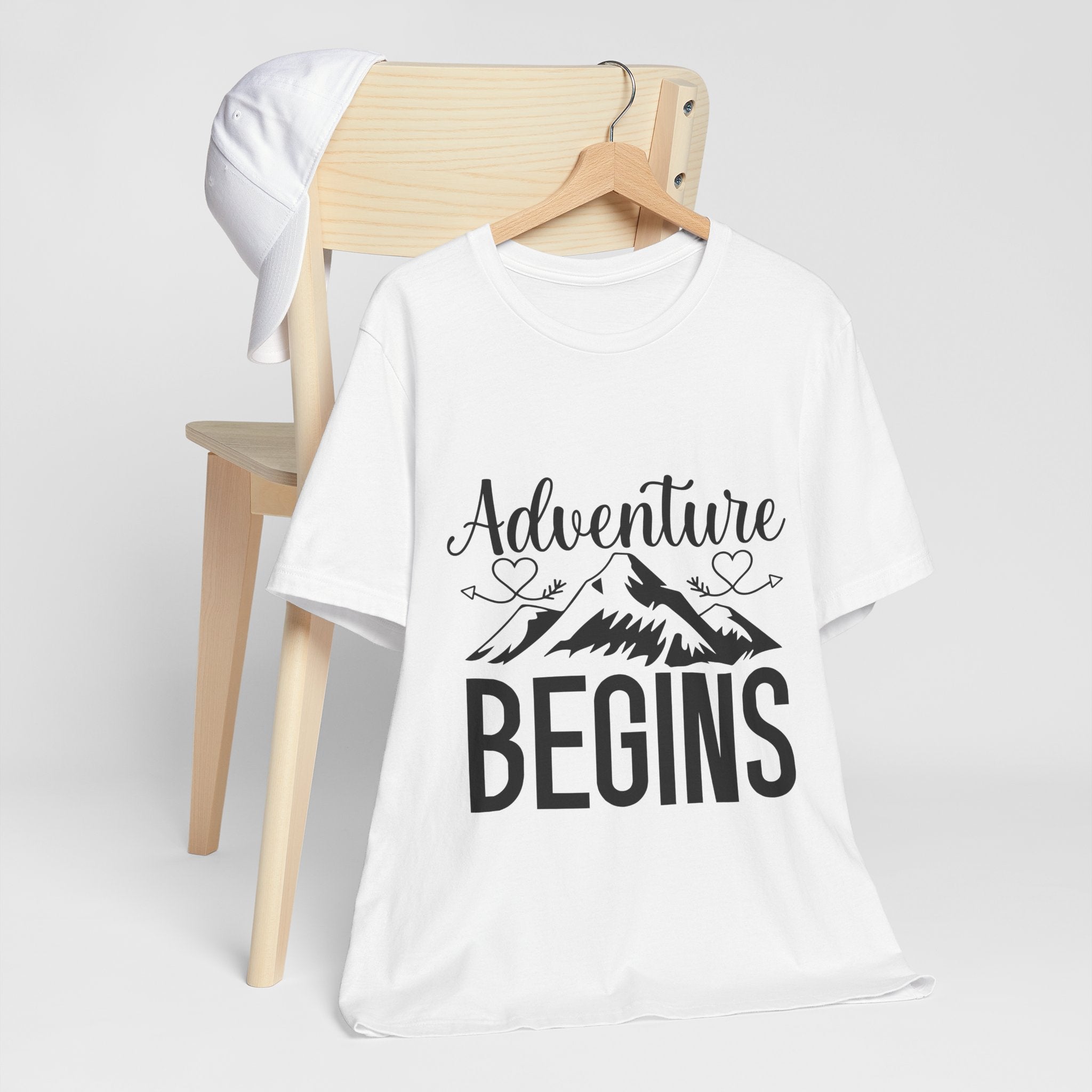 Adventure Begins Tee — Mountain Travel Graphic T-Shirt