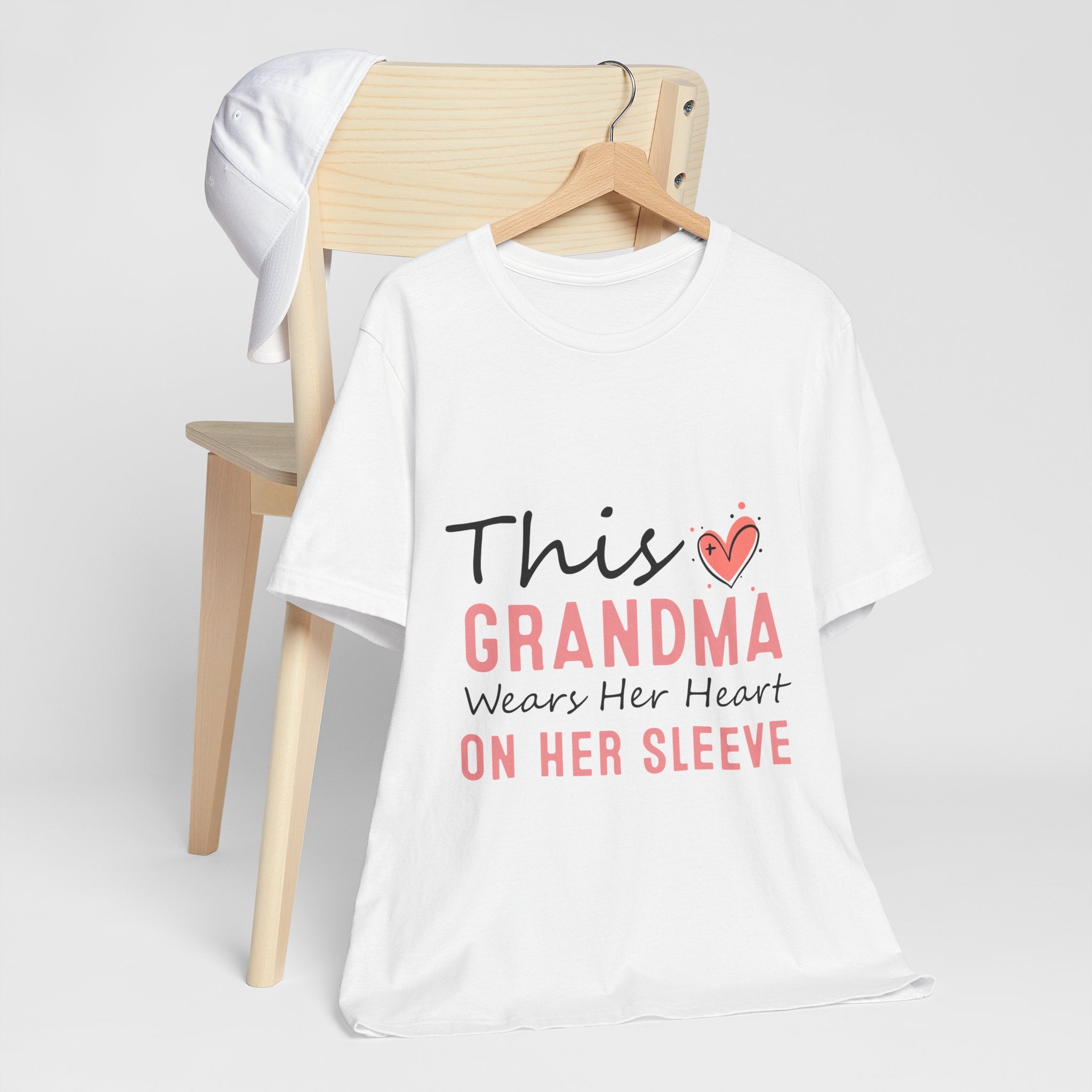 Grandma Heart On Her Sleeve T-Shirt — "This Grandma Wears Her Heart On Her Sleeve" Mother's Day Gift