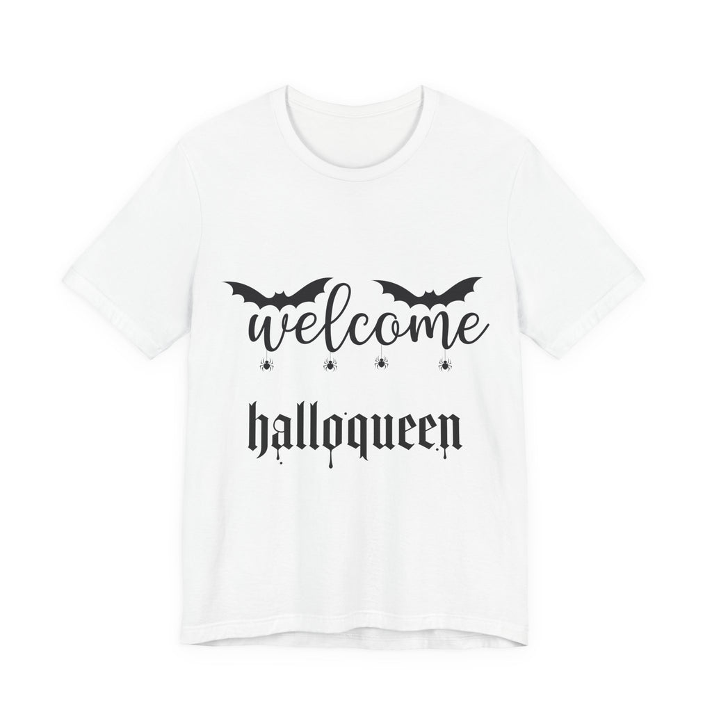 Welcome HalloQueen T‑Shirt — Halloween Bat Graphic Tee