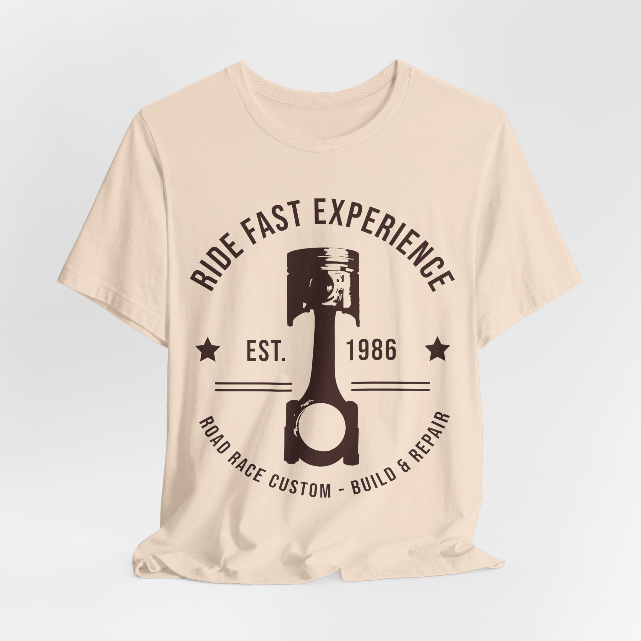 Ride Fast Experience Tee — Vintage Motorcycle Engine Shirt (Est. 1986)