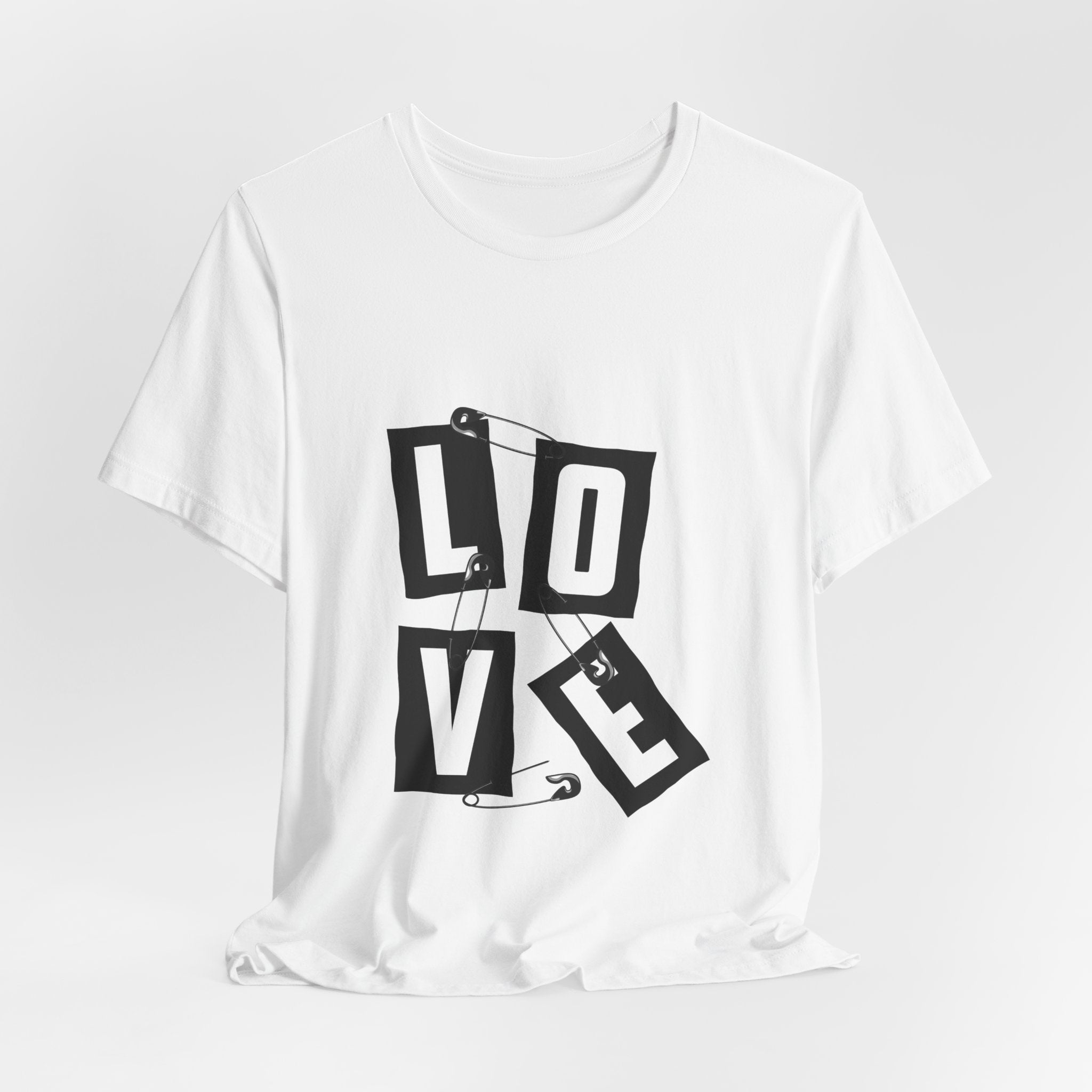 LOVE Safety Pin Graphic Tee — Punk Rock Vintage Valentine T‑Shirt