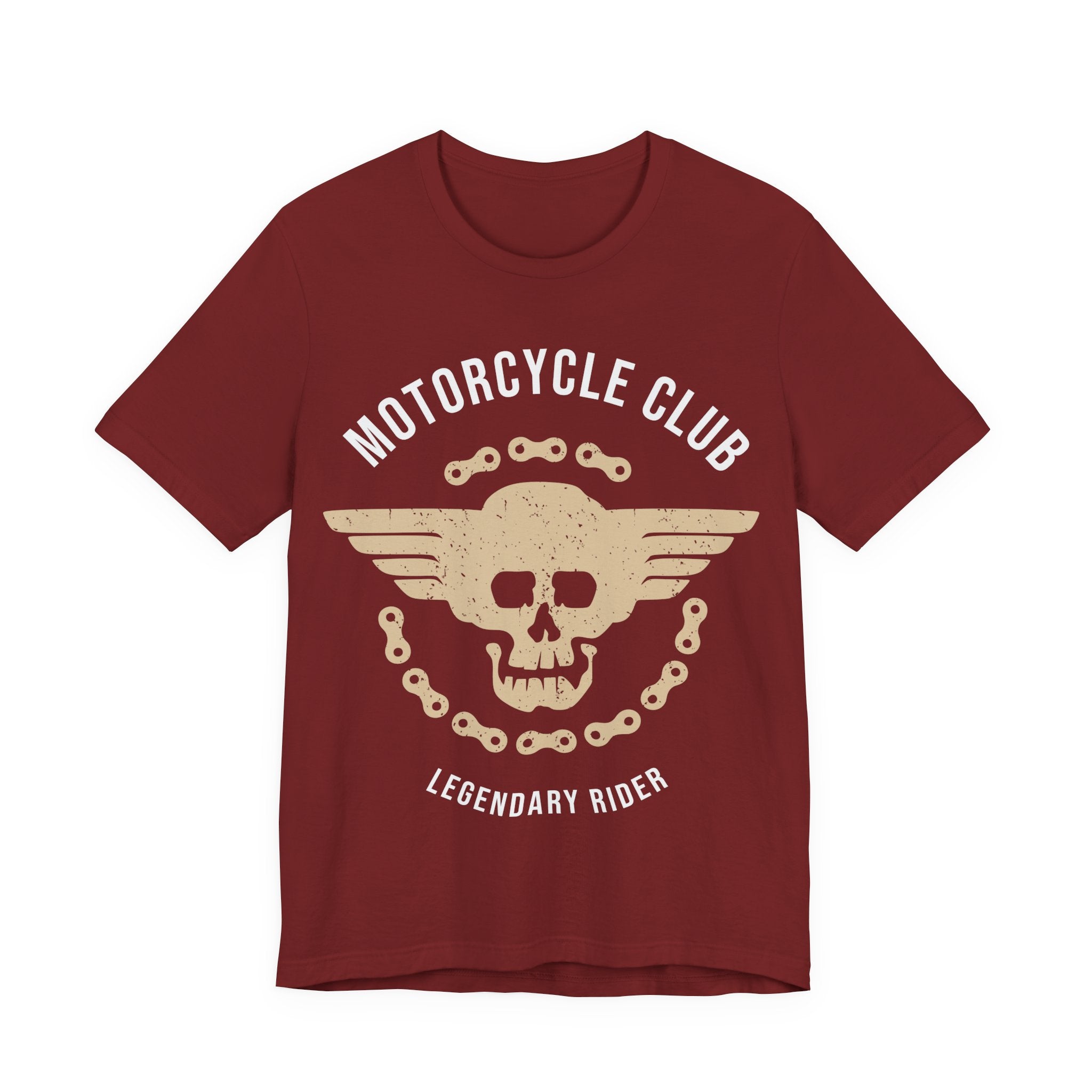 Motorcycle Club Tee — "Legendary Rider" Skull & Chain Graphic Shirt