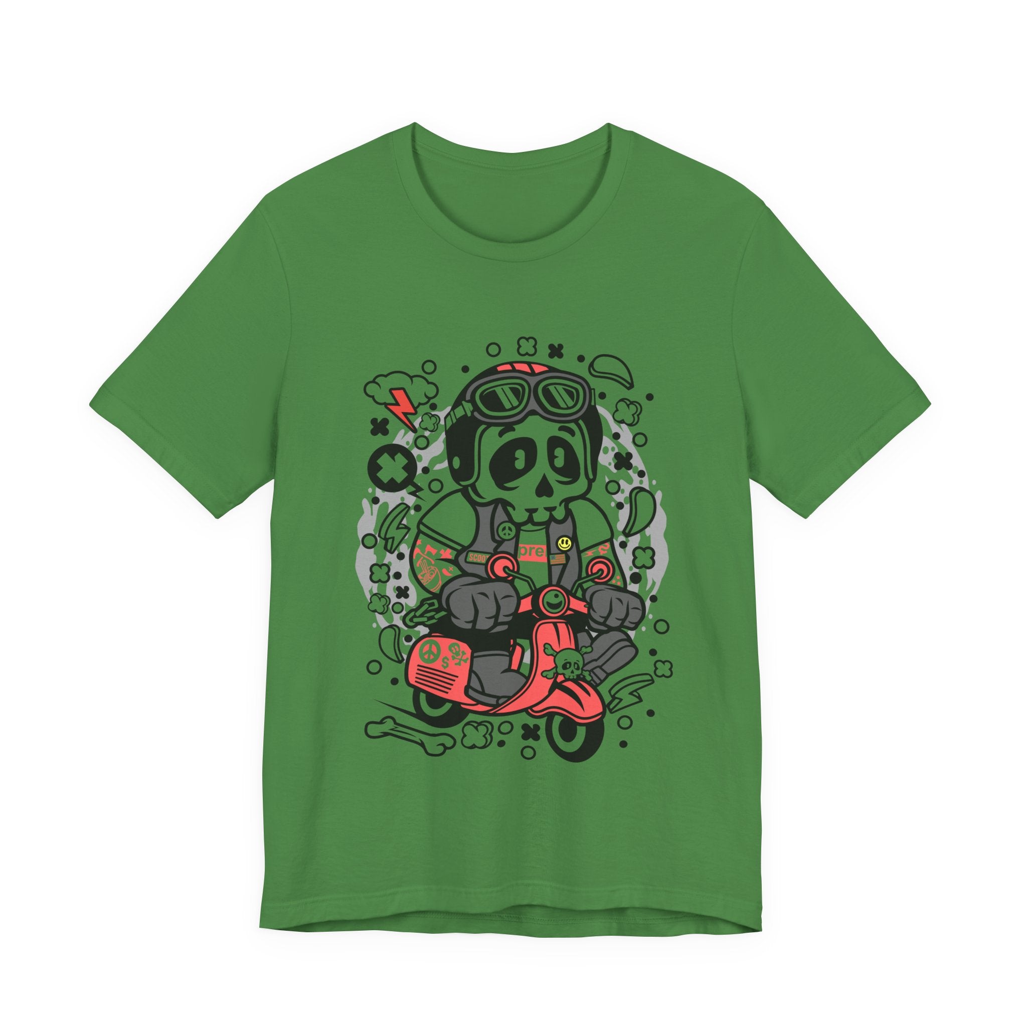 Skull Rider Scooter Tee — Retro Motorcycle Skull Graphic T-Shirt