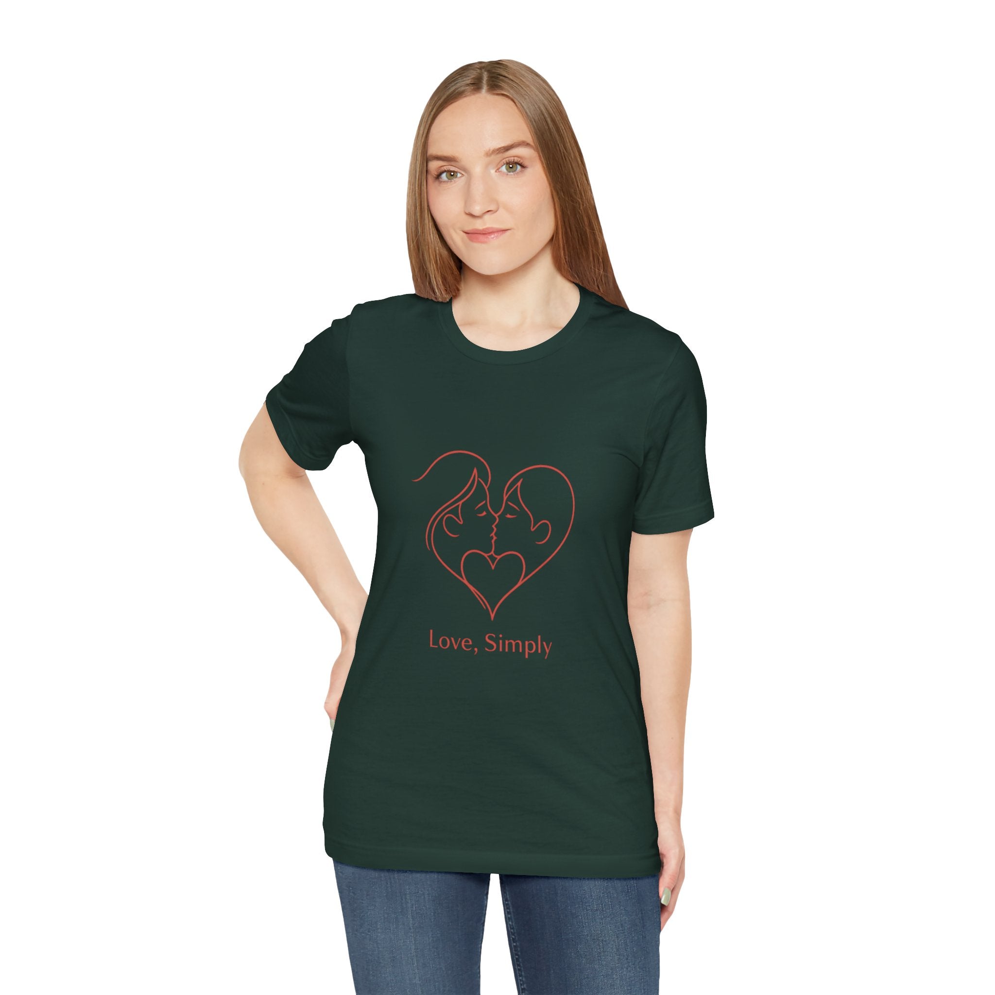 Love, Simply Tee — Minimal Couple Heart Line Art Valentine’s T-Shirt
