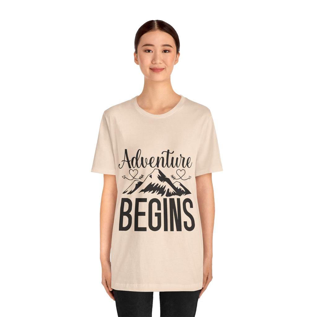 Adventure Begins Tee — Mountain Travel Graphic T-Shirt