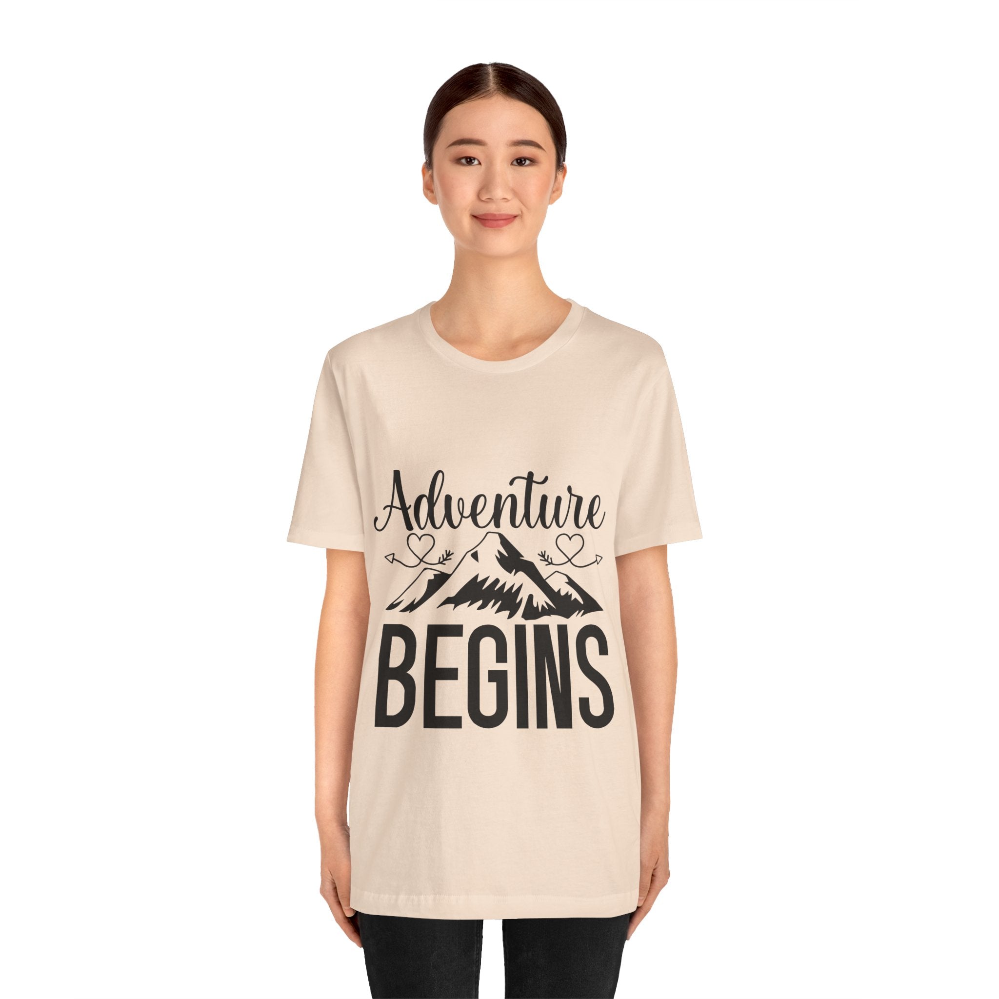 Adventure Begins Tee — Mountain Travel Graphic T-Shirt