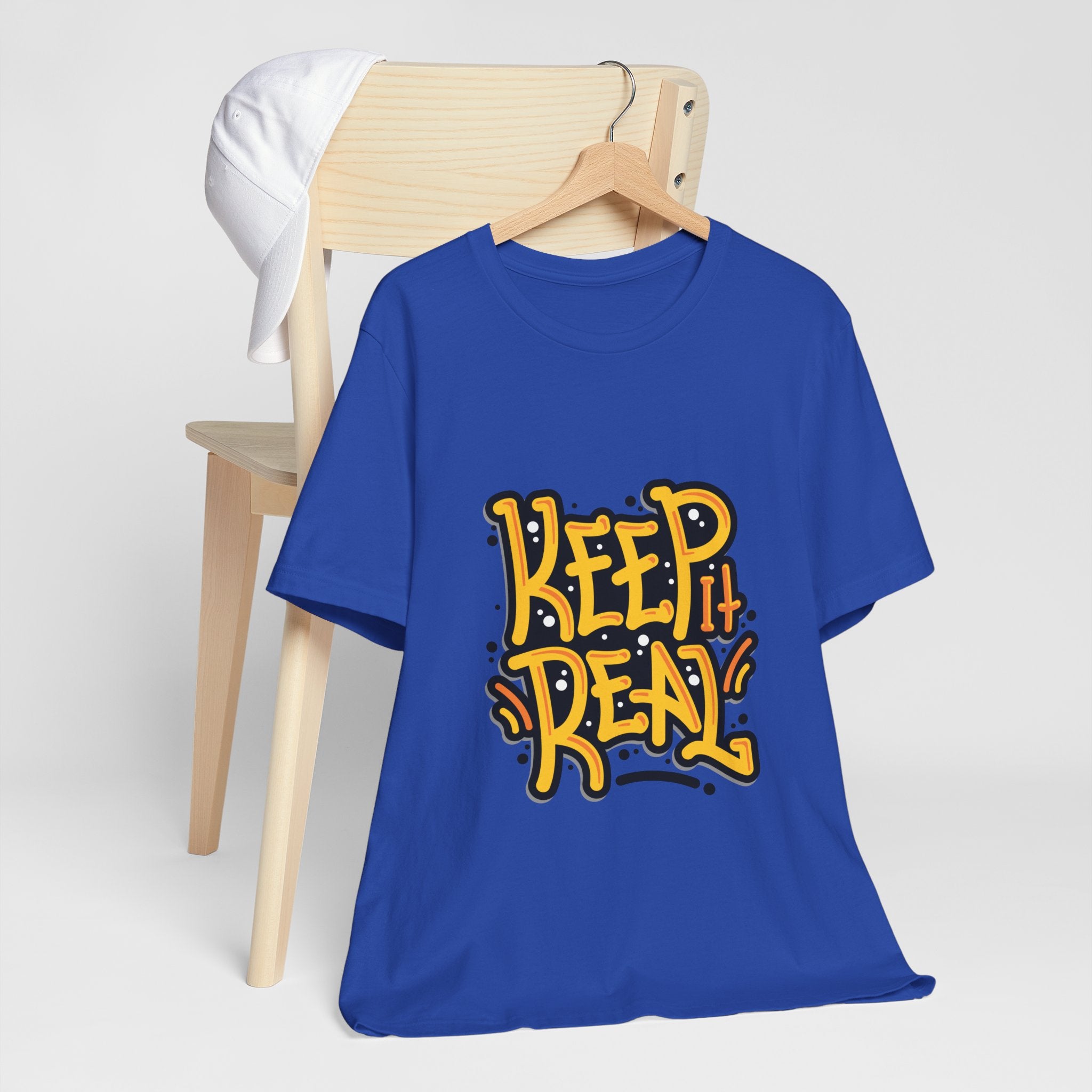 Keep It Real T-Shirt — Retro Yellow Hand-Lettered Graphic Tee