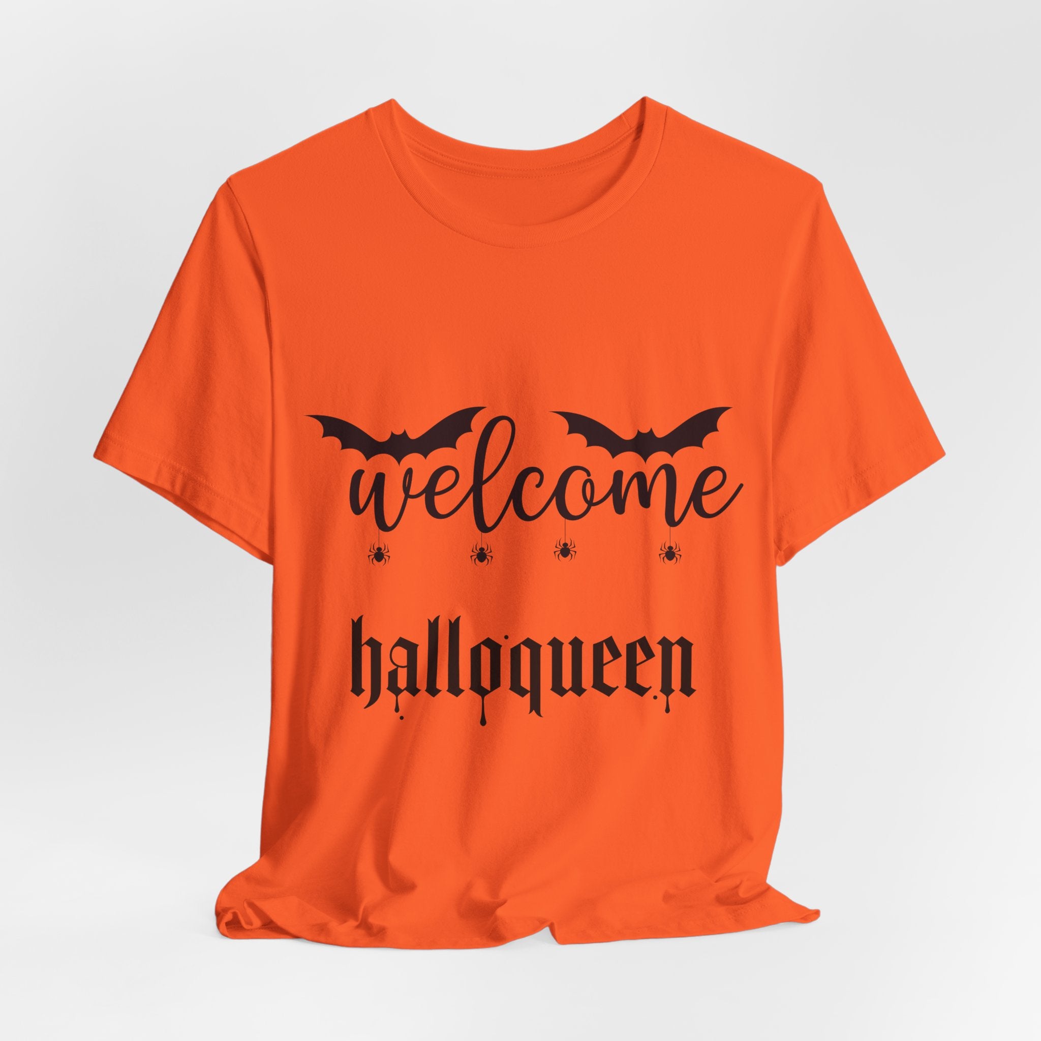 Welcome HalloQueen T‑Shirt — Halloween Bat Graphic Tee