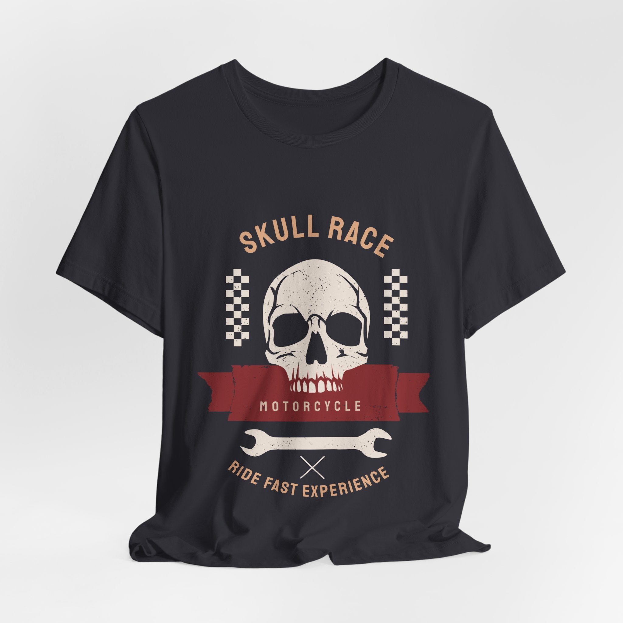 Skull Race Motorcycle Tee — Ride Fast Experience Graphic Shirt