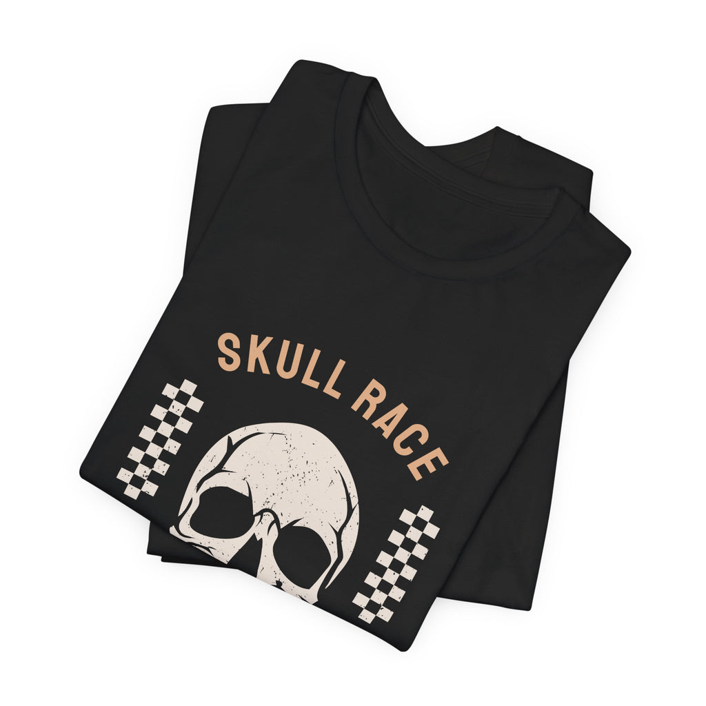 Skull Race Motorcycle Tee — Ride Fast Experience Graphic Shirt