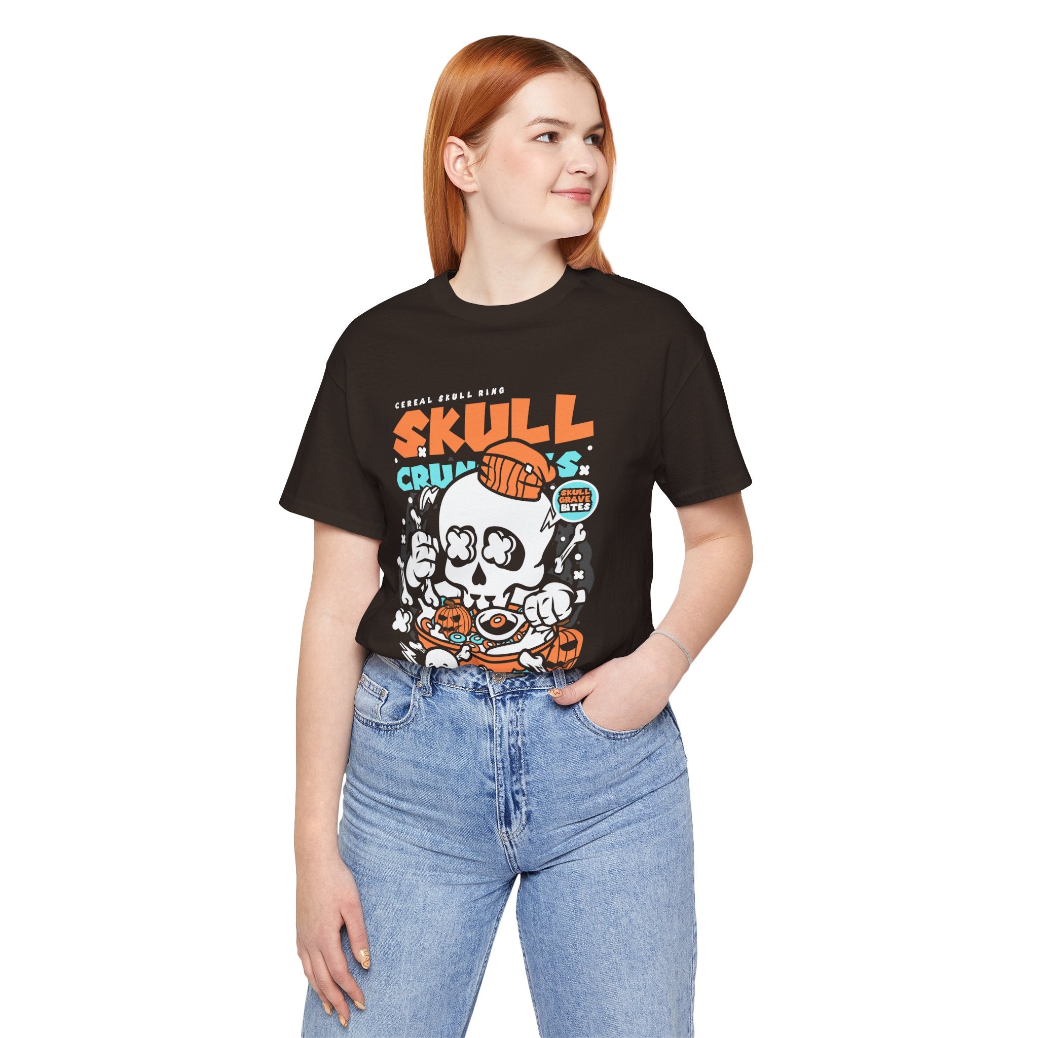 Skull Crunch Cereal Graphic Tee — Halloween Skull Breakfast T-Shirt