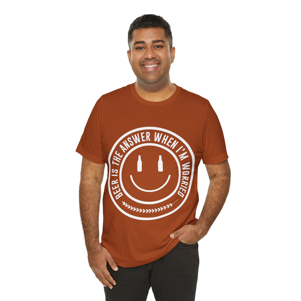 Beer Is The Answer T-Shirt — Funny Smiley Beer Graphic Tee
