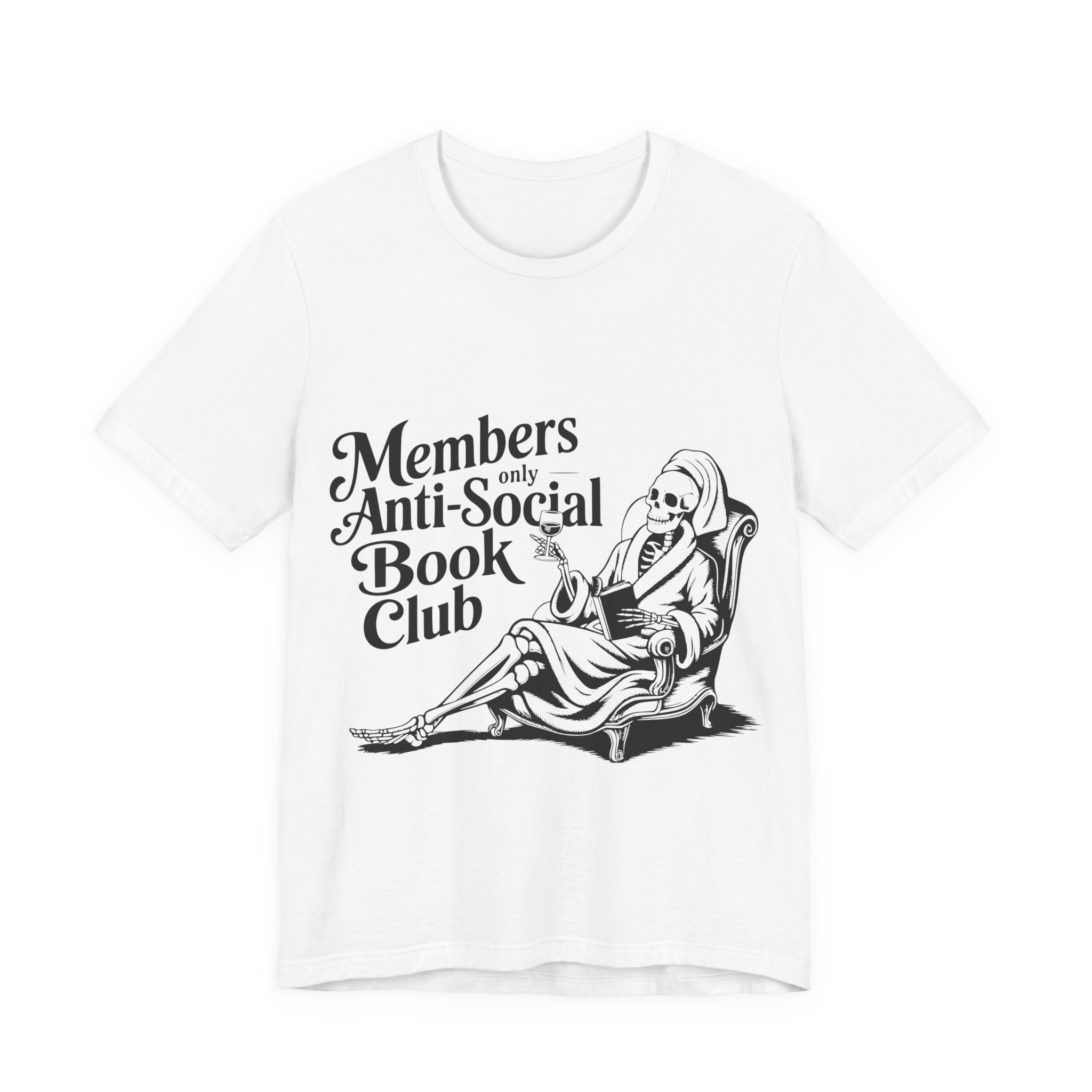 Anti-Social Book Club T-Shirt — Members Only Skeleton Reading Tee