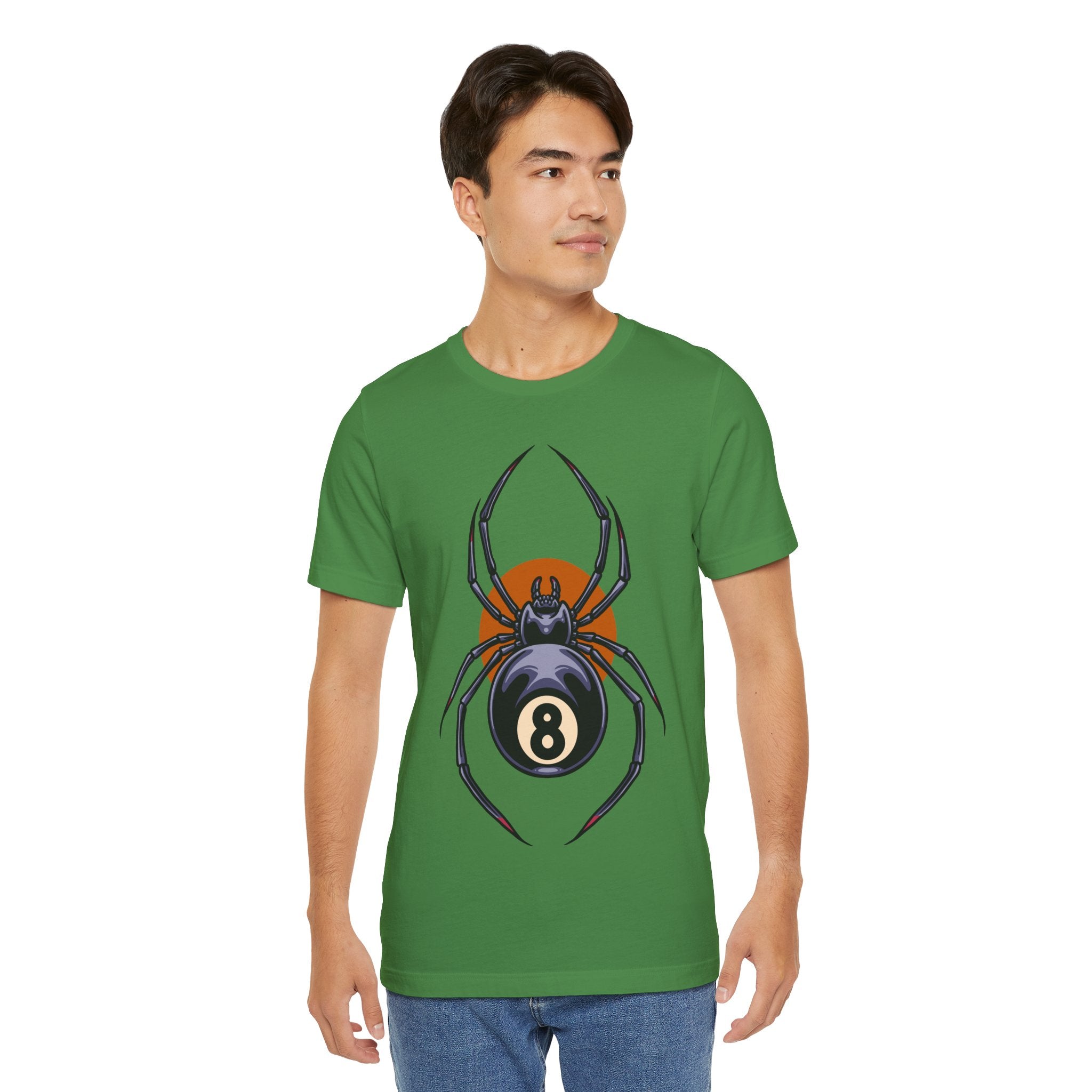 8-Ball Spider Graphic Tee — Pool Player & Halloween Spider T-Shirt