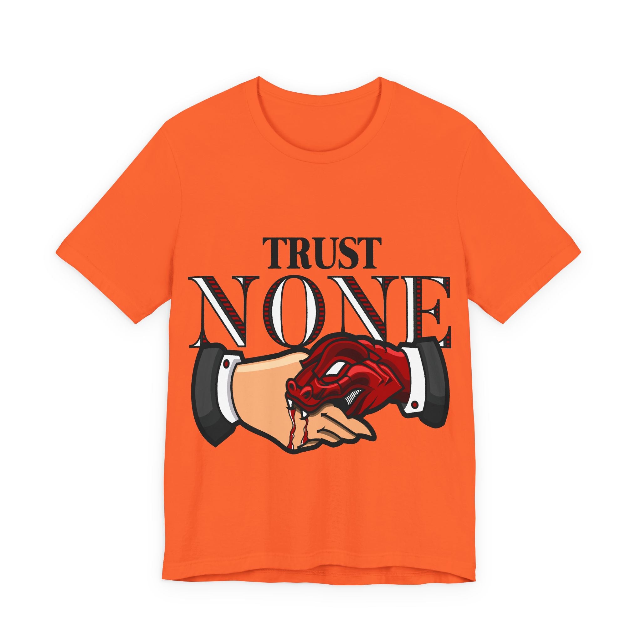 Trust None T-Shirt — Graphic Rose & Handshake Tee