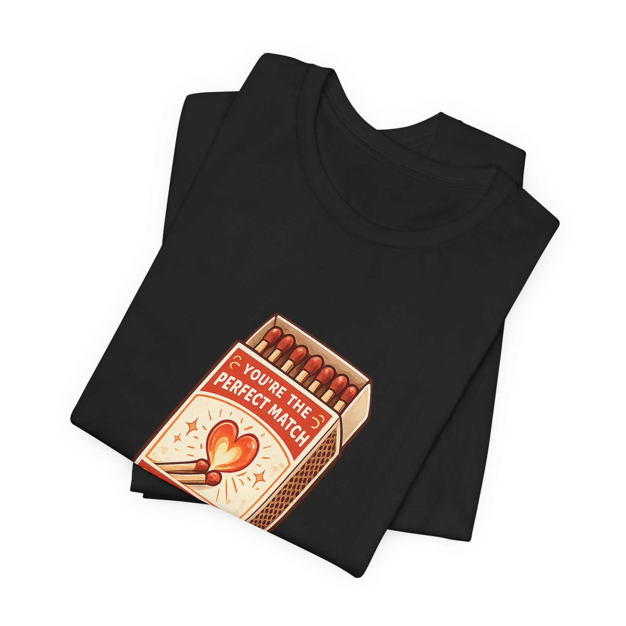 We Spark Matchbox Graphic Tee — "You're the Perfect Match" Valentine's T-Shirt