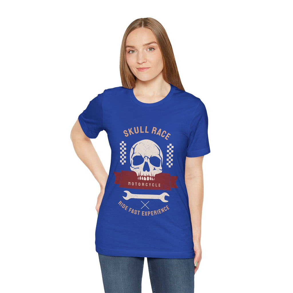 Skull Race Motorcycle Tee — Ride Fast Experience Graphic Shirt